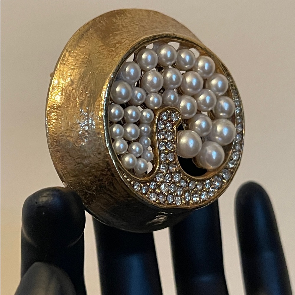 Vintage Gem-Craft Modernist Faux Pearl & Rhinestone Tree Brooch - Picture 4 of 8
